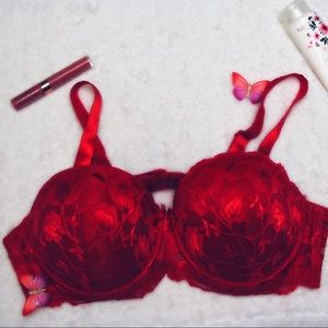 Red lace bra
